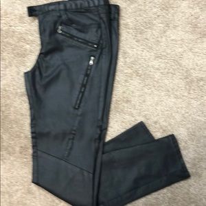 Zara waxed denim with zippers pants